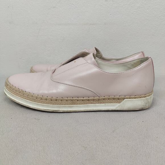 Tod's Sneaker Espadrilles Womens 39.5 Pink Leather Slip On Preppy Designer - Picture 6 of 11